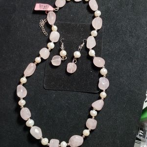 Rose Quartz Necklace/Earring Set